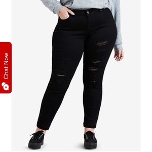 Black ripped Levi jeans